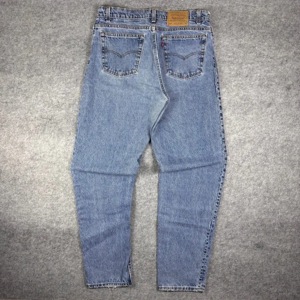 Vintage 90s Levis 550 Relaxed Fit Tapered Leg Jeans Made in USA Blue 36x34